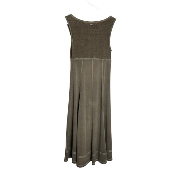 Deca Paris Dress Womens T1/S Army Green Knit Square Neck Sleeveless Lagenlook - Picture 2 of 8